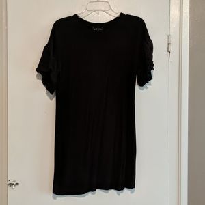 As You Wish Black Shirt Dress with Ruffle Sleeves